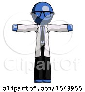 Poster, Art Print Of Blue Doctor Scientist Man T-Pose Arms Up Standing