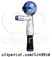 Blue Doctor Scientist Man Pointing Left