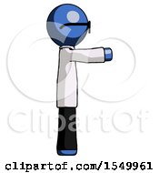 Blue Doctor Scientist Man Pointing Right