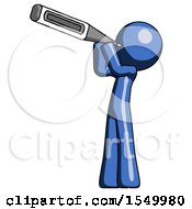 Poster, Art Print Of Blue Design Mascot Man Thermometer In Mouth