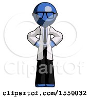 Poster, Art Print Of Blue Doctor Scientist Man Hands On Hips