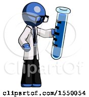 Blue Doctor Scientist Man Holding Large Test Tube
