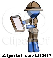 Poster, Art Print Of Blue Explorer Ranger Man Reviewing Stuff On Clipboard