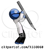Poster, Art Print Of Blue Doctor Scientist Man Stabbing Or Cutting With Scalpel