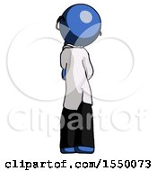 Poster, Art Print Of Blue Doctor Scientist Man Thinking Wondering Or Pondering Rear View