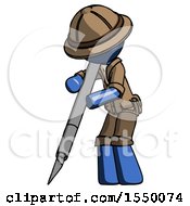 Poster, Art Print Of Blue Explorer Ranger Man Cutting With Large Scalpel