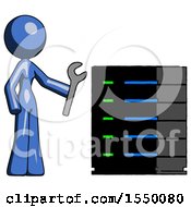 Poster, Art Print Of Blue Design Mascot Woman Server Administrator Doing Repairs