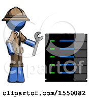 Poster, Art Print Of Blue Explorer Ranger Man Server Administrator Doing Repairs