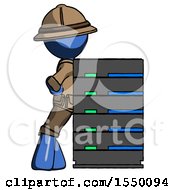 Poster, Art Print Of Blue Explorer Ranger Man Resting Against Server Rack