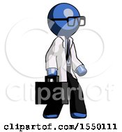 Blue Doctor Scientist Man Walking With Briefcase To The Right
