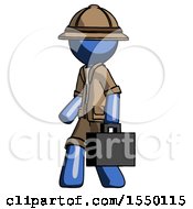 Poster, Art Print Of Blue Explorer Ranger Man Walking With Briefcase To The Left