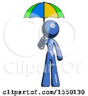 Poster, Art Print Of Blue Design Mascot Woman Holding Umbrella Rainbow Colored
