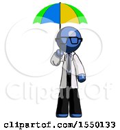 Poster, Art Print Of Blue Doctor Scientist Man Holding Umbrella Rainbow Colored