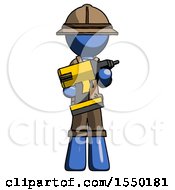 Poster, Art Print Of Blue Explorer Ranger Man Holding Large Drill