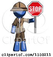 Poster, Art Print Of Blue Explorer Ranger Man Holding Stop Sign