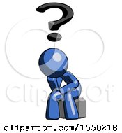 Poster, Art Print Of Blue Design Mascot Man Thinker Question Mark Concept