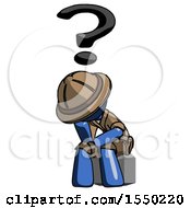 Poster, Art Print Of Blue Explorer Ranger Man Thinker Question Mark Concept