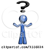 Poster, Art Print Of Blue Design Mascot Man With Question Mark Above Head Confused