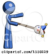 Blue Design Mascot Woman Holding Jesterstaff I Dub Thee Foolish Concept