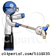 Poster, Art Print Of Blue Doctor Scientist Man Holding Jesterstaff - I Dub Thee Foolish Concept