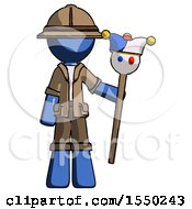 Poster, Art Print Of Blue Explorer Ranger Man Holding Jester Staff