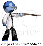 Poster, Art Print Of Blue Doctor Scientist Man Pointing With Hiking Stick