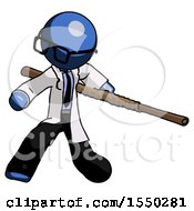 Poster, Art Print Of Blue Doctor Scientist Man Bo Staff Action Hero Kung Fu Pose