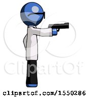 Poster, Art Print Of Blue Doctor Scientist Man Firing A Handgun