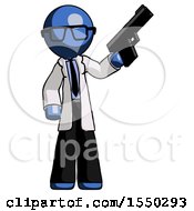 Poster, Art Print Of Blue Doctor Scientist Man Holding Handgun