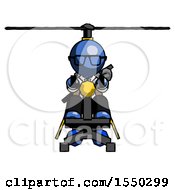 Blue Doctor Scientist Man Flying In Gyrocopter Front View
