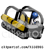 Poster, Art Print Of Blue Doctor Scientist Man Driving Amphibious Tracked Vehicle Top Angle View