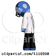 Poster, Art Print Of Blue Doctor Scientist Man Depressed With Head Down Back To Viewer Left