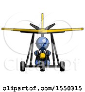 Blue Doctor Scientist Man In Ultralight Aircraft Front View