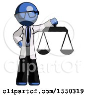 Poster, Art Print Of Blue Doctor Scientist Man Holding Scales Of Justice