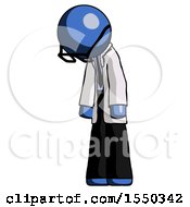 Poster, Art Print Of Blue Doctor Scientist Man Depressed With Head Down Turned Left