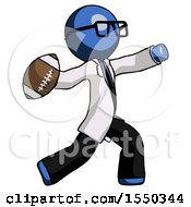 Poster, Art Print Of Blue Doctor Scientist Man Throwing Football