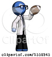 Poster, Art Print Of Blue Doctor Scientist Man Holding Football Up