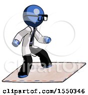 Poster, Art Print Of Blue Doctor Scientist Man On Postage Envelope Surfing