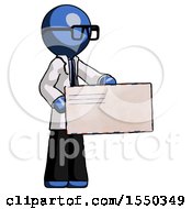 Poster, Art Print Of Blue Doctor Scientist Man Presenting Large Envelope