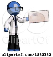 Poster, Art Print Of Blue Doctor Scientist Man Holding Large Envelope