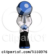 Poster, Art Print Of Blue Doctor Scientist Bending Over Hurt Or Nautious