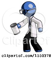Poster, Art Print Of Blue Doctor Scientist Man Begger Holding Can Begging Or Asking For Charity Facing Left