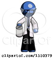 Poster, Art Print Of Blue Doctor Scientist Man Begger Holding Can Begging Or Asking For Charity
