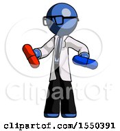 Poster, Art Print Of Blue Doctor Scientist Man Red Pill Or Blue Pill Concept