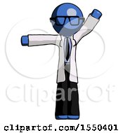 Poster, Art Print Of Blue Doctor Scientist Man Directing Traffic Left