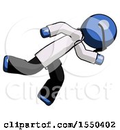 Poster, Art Print Of Blue Doctor Scientist Man Running While Falling Down