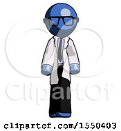 Poster, Art Print Of Blue Doctor Scientist Man Walking Front View