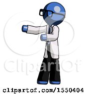 Poster, Art Print Of Blue Doctor Scientist Man Presenting Something To His Right