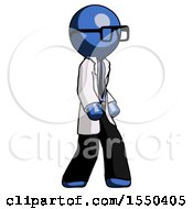 Blue Doctor Scientist Man Walking Turned Right Front View