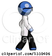 Poster, Art Print Of Blue Doctor Scientist Man Walking Right Side View